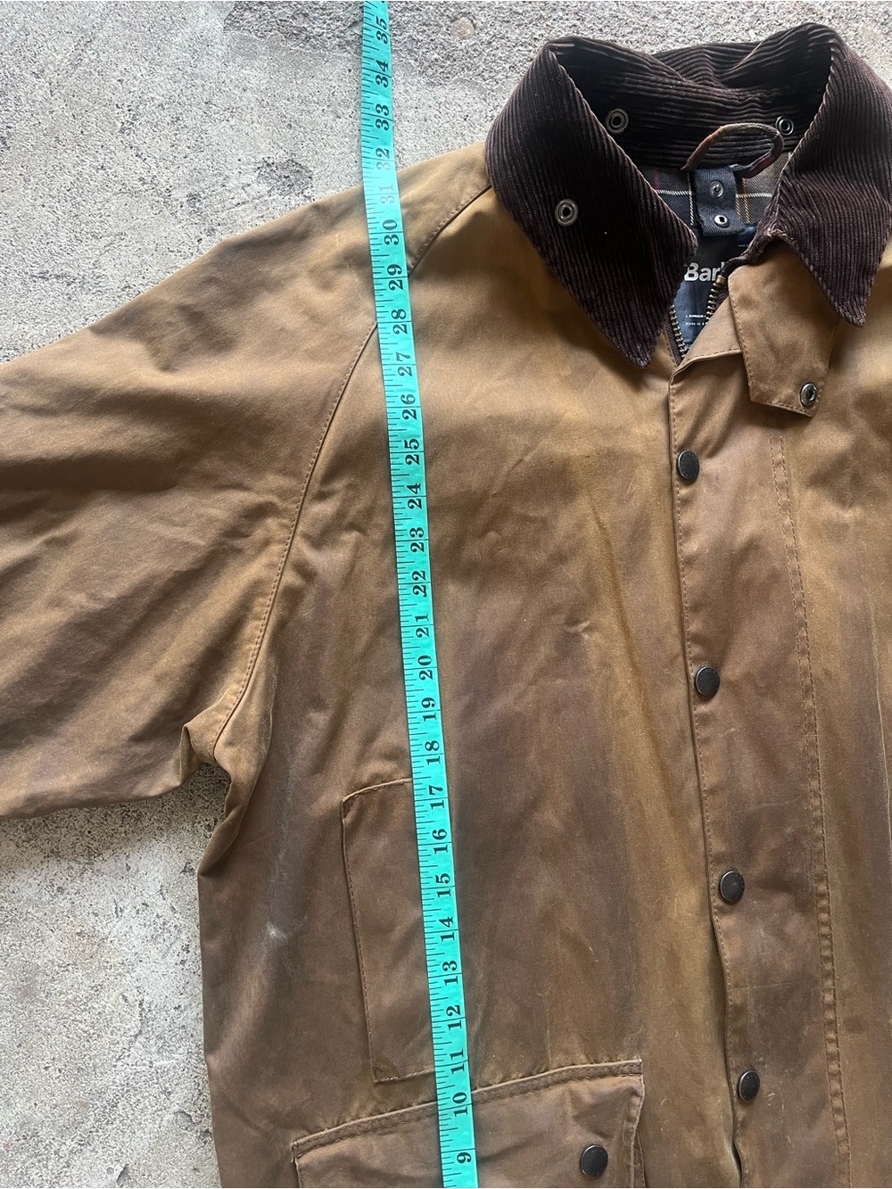 Barbour Brown Waxed Field Jacket with Dark Corduroy Collar